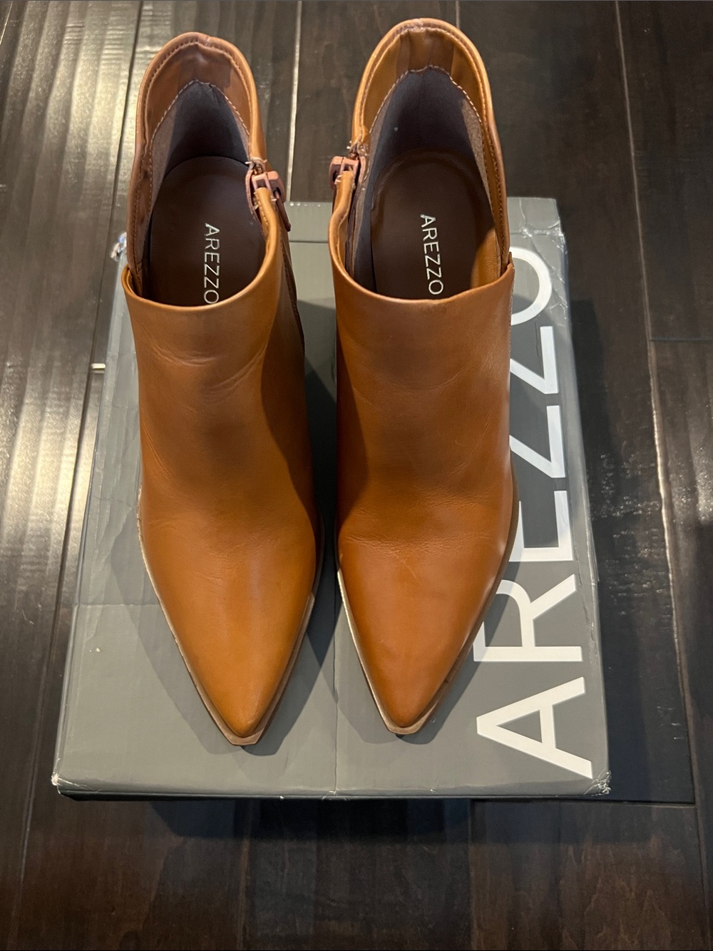 Arezzo Women's Tan Leather Pointed Ankle Booties. Never worn.